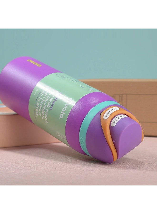 زجاجة مياه أوالا المصنوعة من الفولاذ المقاوم للصدأ سعة 27  أونصة -مع 2 شاليموا 1 ستانلس 1 بلاستيك  متعددة الألوان - Image 4